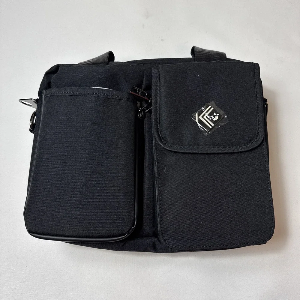 The KangaLife Nylon Traveler Messenger Bag NEW RFID Wallet Bottle Pocket‎ Black